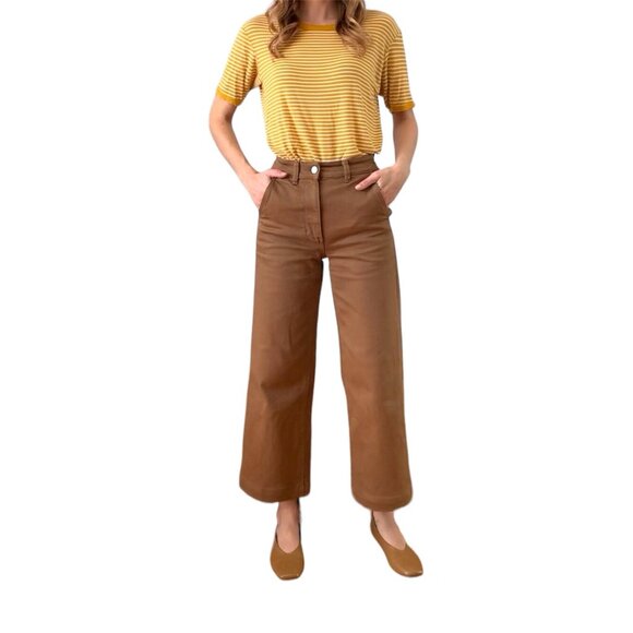 Everlane Brown Wide Leg Cropped Jean Pants Size 00 Comfy Casual - Picture 9 of 9